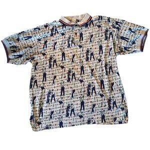 Vintage Arnold Palmer Novelty Golf Print Grunge Polo XL
